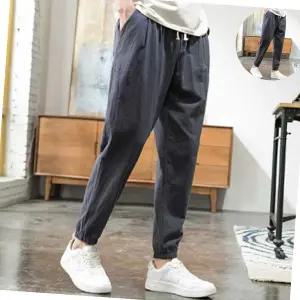 남자 린넨 배기핏 바지 여름 가을 밴딩 롱팬츠