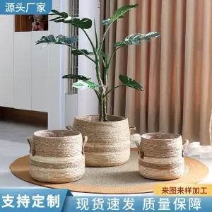 꽃바구니 바구니 짠 대형 화분 꽃 스플라이스 짚으로 원형 통기성 심쿵인싸