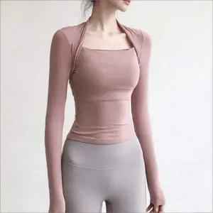 요가 볼레로 긴팔 탑 스퀘어넥