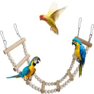 새 사다리 다리 나무 애완동물 햄스터 등반 및 그네 장난감 쥐를 위한 케이지 액세서리 앵무새 다람쥐 슈가