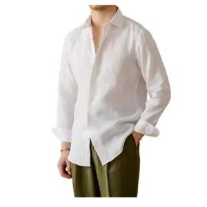 긴팔 남자린넨셔츠 솔리드 오버핏 캐주얼 마 와이셔츠 여름