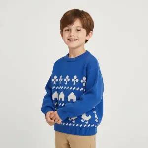 [보보쇼즈] 키즈 팜 애니멀 자카드 니트 블루 151659209