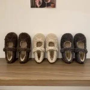 여성용 워킹화 슈즈 털 구두 위에 기모 솜신발 램스울 메리제인 면신발 BE5