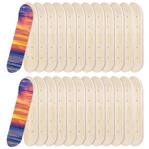 LECEHIVO 26개 빈 스케이트보드 나무 데크 벌크 17 x 5 인치 7 플라이 더블 테일 메이플 스케이트보드 라이트 데크 초보자를 위한 교체 페인팅 장식용 미니 스케이트