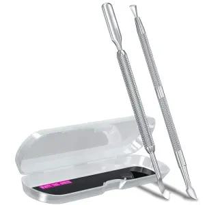 2PCS 메탈 실버 큐티클 푸셔 및 스크레이퍼 네일 트리머 커터 스테인리스 스틸 젤 도구 폴리시 리무버 필러