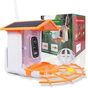 카메라가 장착된 새 모이통 AI로 종 식별 태양열 구동 뒷마당 자동 녹화 영상 즉시 알림 가족 및 애호가를