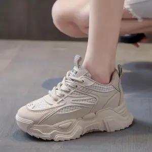 5cm 운동화 키높이 트위드 통굽 펄 메쉬 어글리슈즈