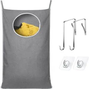 KEEPJOY 걸이 빨래 바구니 가방 20 x 30 인치 크기의 문 세탁 보관 더러운 옷 담요 장난감 (회색 1팩)