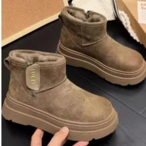 여성 부드러운 고무 클로징 앵클부츠 인조단모퍼 겨울 사이드지퍼 데일리 플랫폼