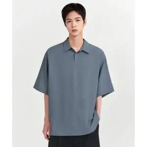 무신사스탠다드 릴렉스드 린넨 라이크 튜닉 반소매 셔츠 블루 그레이 1625097