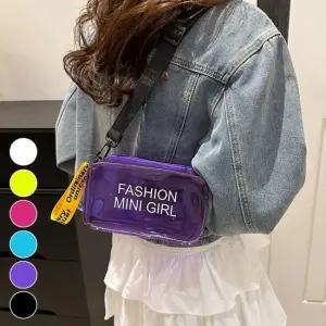 여성 젤리 사각 미니 크로스백 젤리 사각