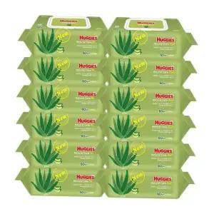 하기스 내추럴케어 아기물티슈 캡형 64매 6개입x2팩