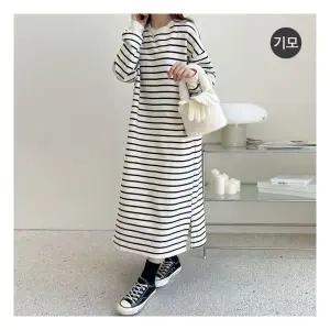 마미누리임부복 기모 단가라 트임 롱원피스 겨울 임부원피스 데일리룩 177115