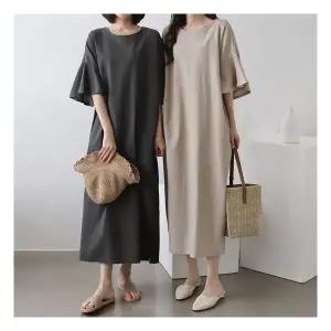 마미누리임부복 소매프릴 롱원피스 린넨 면 빅사이즈 여성의류 177008