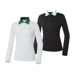 [와이드앵글](하남점)여성 WG 웨이브 폴로 카라 티셔츠 WWP23272 H.N 화이트(W2), 블랙(Z1)