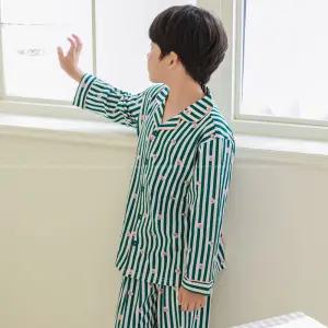 삐삐롱 남아 여아 성인 커플 무형광 면소재 잠옷 상하 세트 올리브 파자마