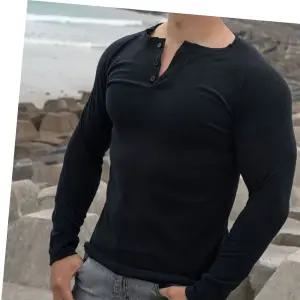 패션티 데일리 남성 브이넥 슬림핏 캐주얼 긴팔 패션 티셔츠