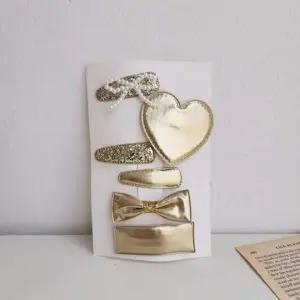 골드 컬러 헤어 똑딱이핀 메탈 집게 머리핀