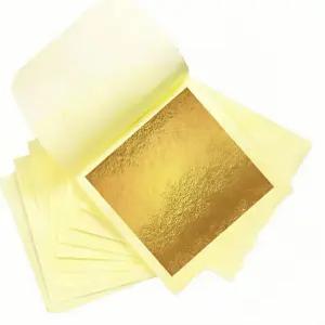 dshyuauoci 10매 골드 프리미엄 24K 포일 시트 3.15×3.15인치 크래프트 아트 데코레이션 케이크 장식에