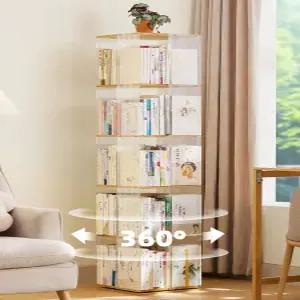 아크릴회전책장 360도 회전 거치형 서재 수납선반