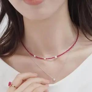 여자 담수진주 핑크 크리스탈 비즈 목걸이_3