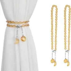 페도보 마그네틱 커튼 타이백 크리스털 비즈 선 앤 문 펜던트 가위/드레이퍼 윈도우 홈 오피스 장식용