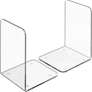 MaxGear 아크릴 책꽂이 - 선반용 투명 미끄럼 방지 헤비 듀티 장식용 책꽂이(1쌍/2개 대형)