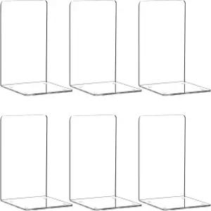 선반용 해피하피 아크릴 북엔드 무거운 책용 6개 클리어 홈 라이브러리 오피스용 장식 논슬립 책꽂이 5 x