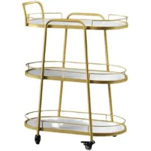 프리미엄 카페 서빙카트 타원형 플레이트 3단 호텔 레스토랑 골드 에코보드 공식 표준 구성