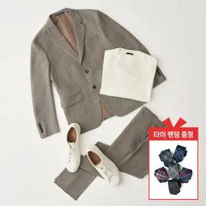 [롯데백화점]맨잇슈트 [르메스트] 베이지 투톤 캐주얼 스트레치 간절기 셋업 정장 + 타이증정