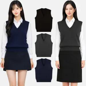 여성 니트조끼 기본 브이넥 조끼 봄 여름 가을 겨울 사계절 여자 단체복 유니폼 빅사이즈 베스트 XS~4XL