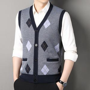 새로운 남자 조끼 민소매 스웨터 카디건 v 넥 버튼 다운 조끼 코트 대비 캐주얼 소프트 니트 양복 조끼
