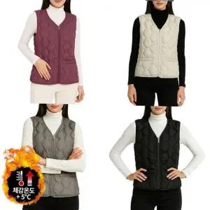 여성 데일리 V넥 패딩 경량조끼