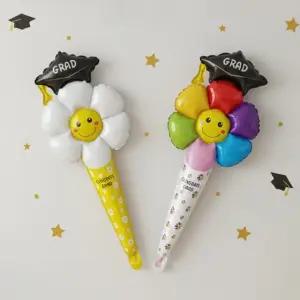 [큰손할인] 졸업풍선스틱5p 졸업식 축하 꽃다발 이벤트 장식 졸업꽃 한송이 벌룬 기념 선물 응원봉 풍선꽃