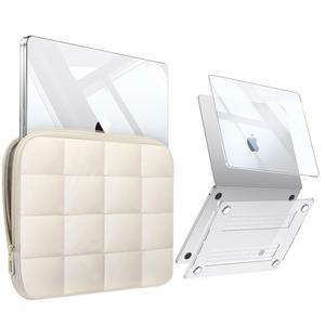 Fintie 맥북 에어 13인치 A3240 A3113 A2681 (2022 2023 2024 2025 출시)용 케이스 - 스냅온 하드 쉘 투명 커버 및 휴대용 노트북 슬리브 백 맥북 에어 13.6인치 M2 M3 M4 칩용 (베이지)
