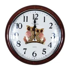 핑크 커플 부엉이 럭셔리 앤틱 인테리어 저소음 원형 프리미엄 벽시계