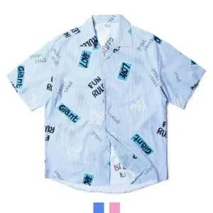 BS 자이언트 프린팅 오픈카라 반팔셔츠 린넨셔츠