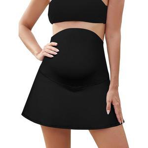 셰키니 머티리얼 루즈 스커트 하이 웨이스트 스포츠 배 위 이너 반바지 맨해튼 블랙, 스몰