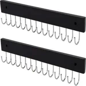 SCUNDA 벽걸이 목걸이 홀더 클래식 스타일 28개의 후크가 달린 엉킴 없는 벽 장신구 정리함(2팩 블랙)