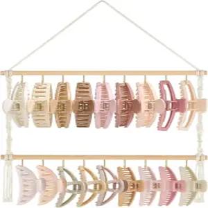 다헤이 마크라메 클로 클립 정리함 매달린 헤어 홀더 보관용 액세서리 여성용 주얼리 행거 디스플레이 벽