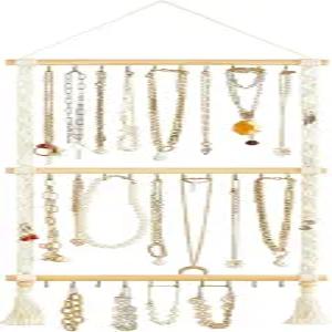 다헤이 행잉 주얼리 오거나이저 마크라메 목걸이 홀더 30 훅 벽걸이 행거가 있는 도어 랙 위에 태슬 팔찌