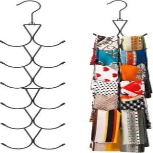 유니코 스카프 걸이 12개 수납공간 360도 회전 고리가 있는 지갑 옷장용 정리용 숄 벨트 및 야구 모자용