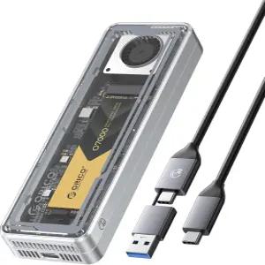 ORICO 40Gbps M.2 NVMe SSD 외장 케이스 (쿨링 팬 포함) 공구 불필요 설치 알루미늄 크리스탈 2280 지원