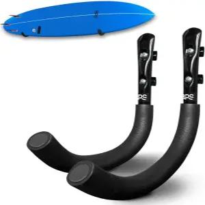 BPS 서프보드 벽걸이 - 해양 등급 스테인리스 스틸 소프트 패딩 보호 보드의 레일 홈 차고 간편한 설치