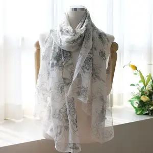 오하라_드로잉 쉬폰 롱 스카프 봄 고급 간절기 실크 중년 머플러