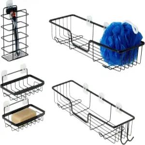 아마존 베이직 스테인리스 샤워 정리함 캐디(비누 홀더 포함) 블랙 5종 세트