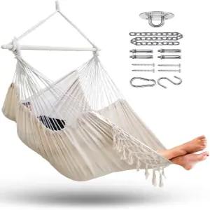 미즐리 해먹 의자 걸이 그네 XXL 대형 마크라메 실내 침실용 - 최대 500파운드 모든 키트 포함