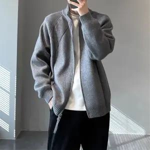 키체샵 남친 블랙 니트 가을 이너 넥 집업 차이나 스웨터 카디건 HO3