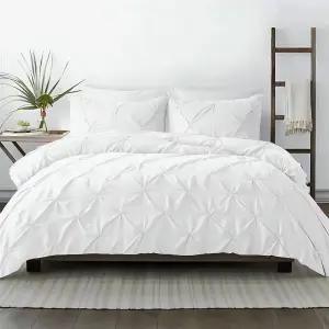 코튼 컬처 1개 킹 사이즈 핀치 주름 - 핀턱 이불 커버 전용 100 이집트 600 실 개수 장식용 지퍼 클로저 및