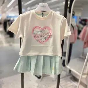 [갤러리아] 베네통키즈  26S/S 썸머5부크롭티시어서커플리츠스커트 QATS17631/SK09631